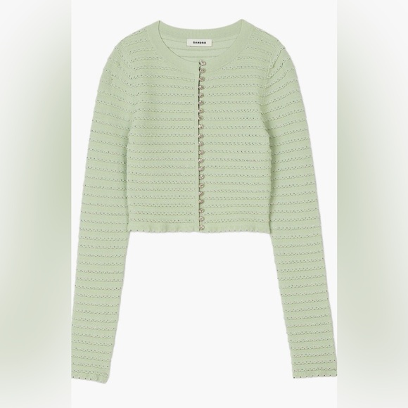 Sandro Rhinestone Green Cardigan & Skirt Set - Picture 5 of 6